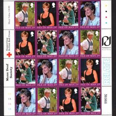 1997 Isle of Man Diana Princess of Wales Commemorative Stamps Sheetlet Mint Never Hinged (MNH)