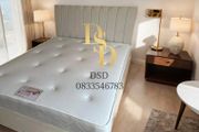 4ft Small Double Fabric Bed and Mattress Cream