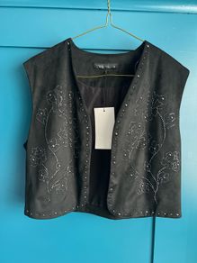 Zara black embellished waistcoat. Size S. BNWT