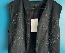 Zara black embellished waistcoat. Size S. BNWT