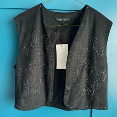 Zara black embellished waistcoat. Size S. BNWT