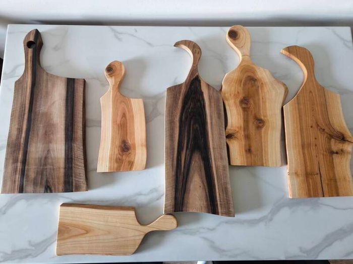65cm One-of-a-Kind European Walnut Charcuterie Board - Solid Single Piece, Live Edge, No Glue