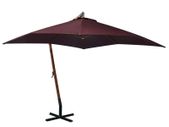 Hanging Parasol with Pole Bordeaux Red 3x3 m Solid Fir Wood