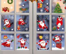 8 Sheets (164 Pcs) Christmas Window Cling Sticker, Christmas Santa Claus Snowflake Christmas Tree Static PVC Stickers for Xmas Window Door Decoration (FREE POSTAGE)