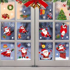 8 Sheets (164 Pcs) Christmas Window Cling Sticker, Christmas Santa Claus Snowflake Christmas Tree Static PVC Stickers for Xmas Window Door Decoration (FREE POSTAGE)