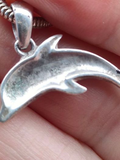 Heavy Sterling Silver Dolphin pendant set