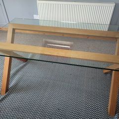 Glass and oak table