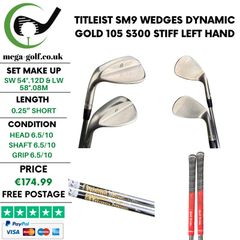 Titleist SM9 Wedges Sw 54.12D & Lw 58.08M / Dynamic Gold 105 S300 Stiff / Left Hand