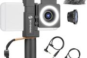 Movo - Complete Universal Smartphone Video Kit with Phone Rig, Built-in Stereo Microphone and LED Light, Wide-Angle and Fisheye Lenses - Compatible with iPhone and Android Phones (FREE POSTAGE)