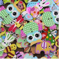 Mixed  2 Holes Animal Wooden Buttons