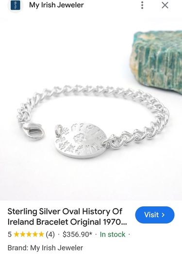 sterling silver oval history of Ireland  bracelet 1970's