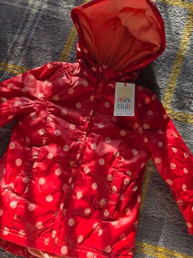 Mini Club Red Polka Dot Fleece-Lined Hooded Raincoat/Winter Coat