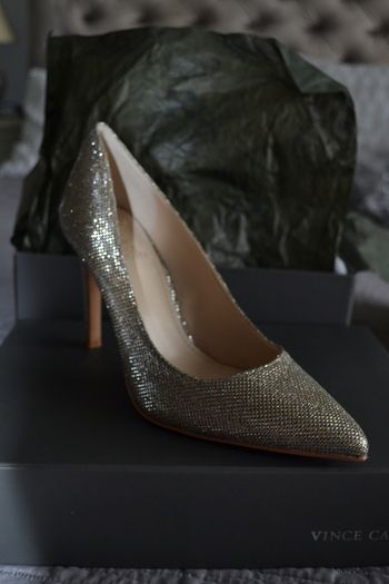 Vince Camuto high hills champagne glitter size UK4 (37EU/7US) brand new!