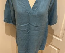 Carolyn Donnelly size 12 petrol blue top - linen and cotton