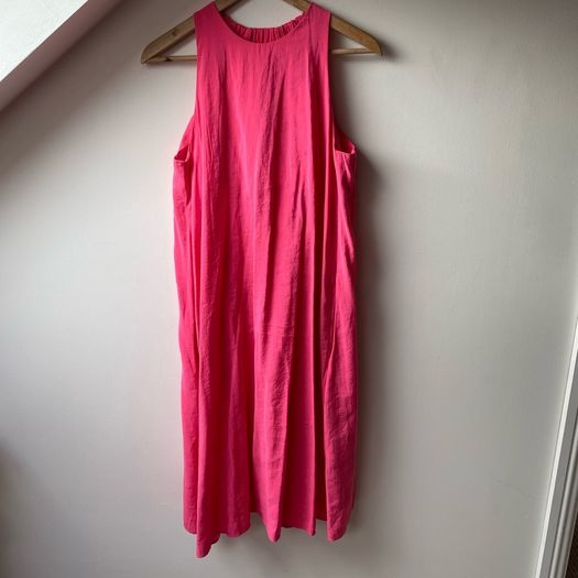 COS Pink Racer Neck Midi Shift Dress with Pockets