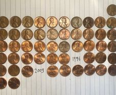 Set Of US 1 Cent Coins 1959 - 2011