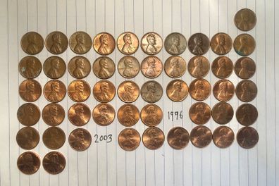 Set Of US 1 Cent Coins 1959 - 2011