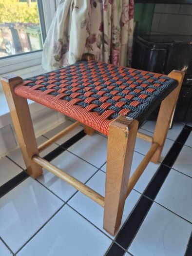 Vintage MidCentury  woven foot Stool