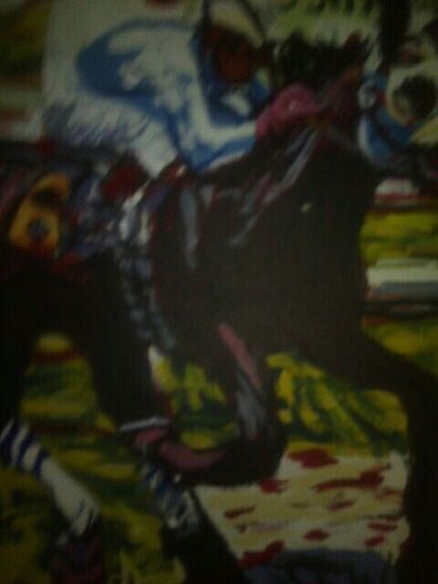 For sale this beautiful painting of jockey and horse
