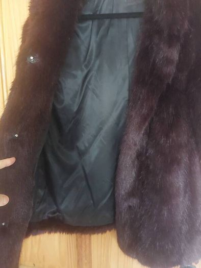 Burgundy faux fur coat (free post)