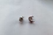 Sterling silver (925) asymmetric earrings moon and star, moon studs, star studs
