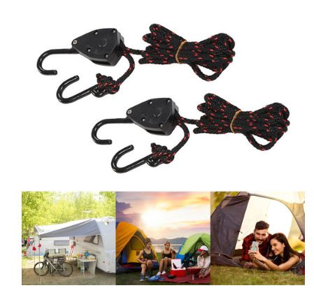 BRAND NEW 4PCS Pulley Ratchets Kayak And Canoe Boat Bow Stern Rope Lock Tie Down Strap 1/8 Inch Heavy Duty Adjustable Hanging Rope Clip