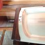 Vintage DKF Lundtofte Danish Stainless Steel Serving Dish Teak Handles Image 5