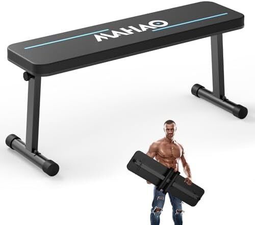 Weight Bench, Foldable Workout Bench for Home Gym with 660 LBS Weight Capacity, Flat Bench Press for Full Body Workout, Black