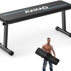 Weight Bench, Foldable Workout Bench for Home Gym with 660 LBS Weight Capacity, Flat Bench Press for Full Body Workout, Black