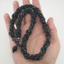 Vintage Multi Strands Striped Glass Beads Necklace Black& Green White Tribal African Trade Style Image 3