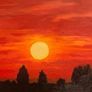 Oil painting picture of the sunset with forest Image 2