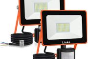 60W Security Light Sensor Motion, Upgraded 70PCS LEDs PIR Floodlights, 6000LM Super Bright 6500K Daylight White Outdoor IP66 Waterproof Perfect for Garden, Porch, Courtyard, Garage, 2 Pack [Energy Class A++]