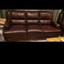 Three seater and arm chair solid wood leather Image 5