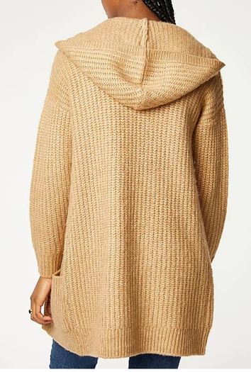 Open Front Cardigan With Hood