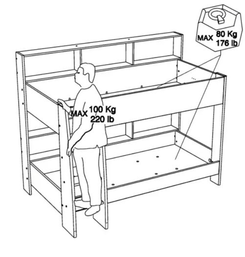 Bunk bed with two mattresses