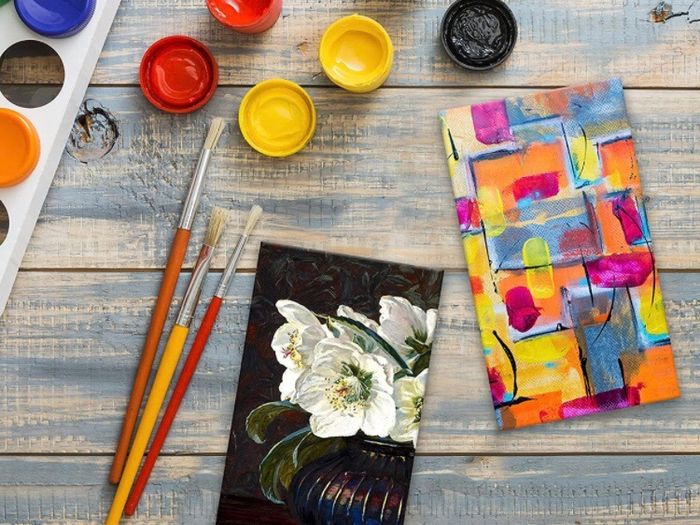Blank Canvas (24 Pack) - 8 x 13cm (3 x 5 inches) - Pre Stretched Canvas Panel Boards - Suitable for Acrylic and Oil Painting