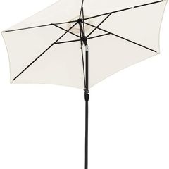 2.7m Cream Garden Parasol Umbrella Durable Aluminum Parasol, Outdoor Sun Parasol with Crank & Tilt Function, for Patio/Beach/Pool, Sunscreen UV50 Pole Width 38 mm