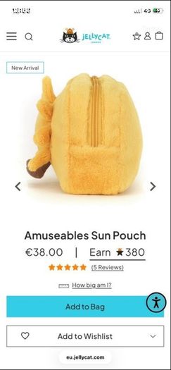New JELLYCAT Amuseable Sun Pouch