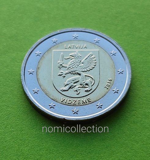Latvia 2016 year - VIDZEME - Commemorative Uncirculated 2 Euro coin.