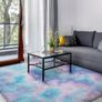 Small Soft Fluffy Tie-Dyed Shag Carpet, Non-Slip Washable Rug for Bedroom, Dorm, Kids Room, Lounge, Teal Purple, 90x150 cm Image 4