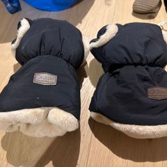 Orzbow pram hand muffs - navy with cream fleece