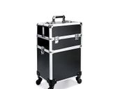 Cosmetic Case Makeup Trolley Beauty Suitcase Box Organizer - M - Black