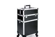 Cosmetic Case Makeup Trolley Beauty Suitcase Box Organizer - M - Black