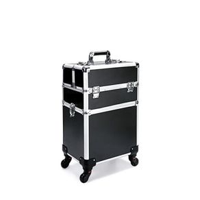 Cosmetic Case Makeup Trolley Beauty Suitcase Box Organizer - M - Black
