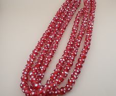 Vintage Red Dotted Glass African Style beads Strands 22 inches 13 -14mm Beads