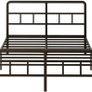 King Size Bed Frame with Curved Headboard and Footboard 150x200 cm, Black King Size Platform Bed with Heavy Metal Slats for Stable Support, No Box Spring Needed, Noise Free, Easy Assembly Image 7