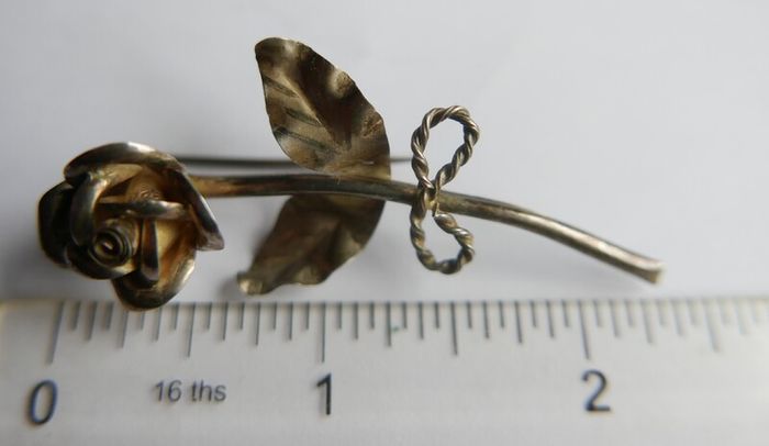 Vintage Sterling Silver Rose Brooch Sterling Flower Brooch Signed 925 - 3,4g