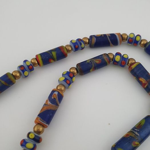 Vintage Venetian Style Floral Glass Beads Necklace