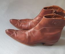 Paul Green Leather Ankle Boots Western Cowboy Style