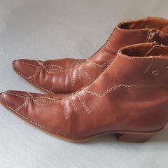 Paul Green Leather Ankle Boots Western Cowboy Style